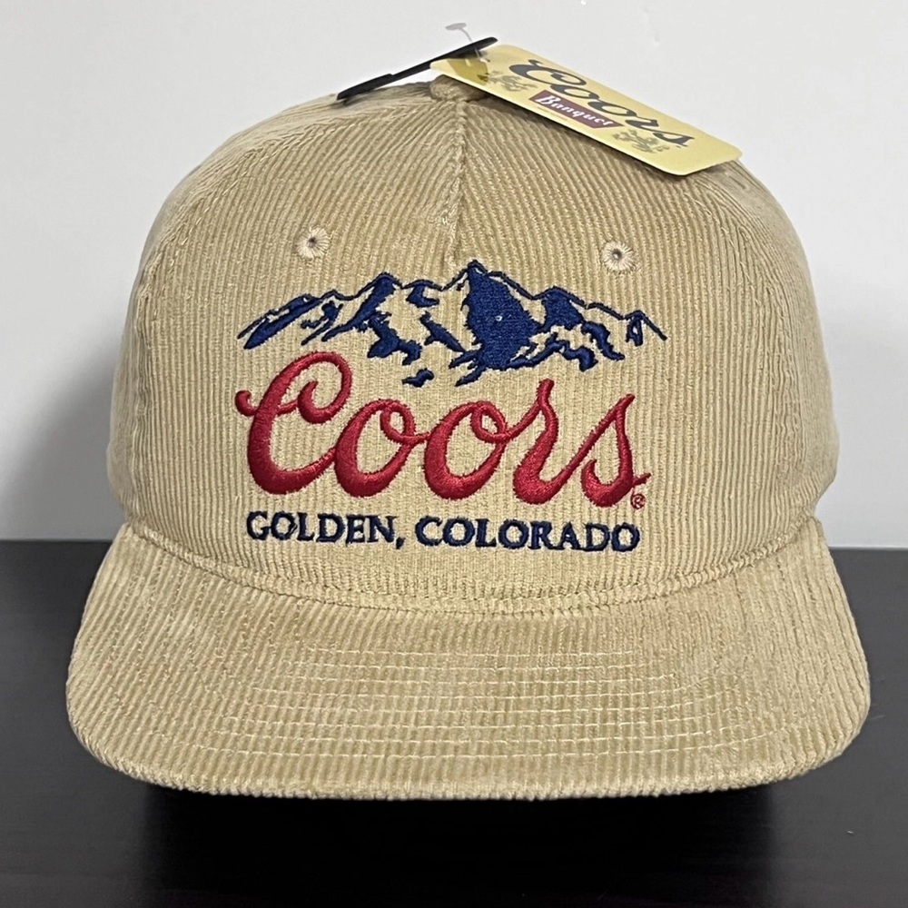 Coors Beer Corduroy Snapback Hat Cap Beige Tan Adjustable Golden Colorado NEW!!! - Picture 3 of 10
